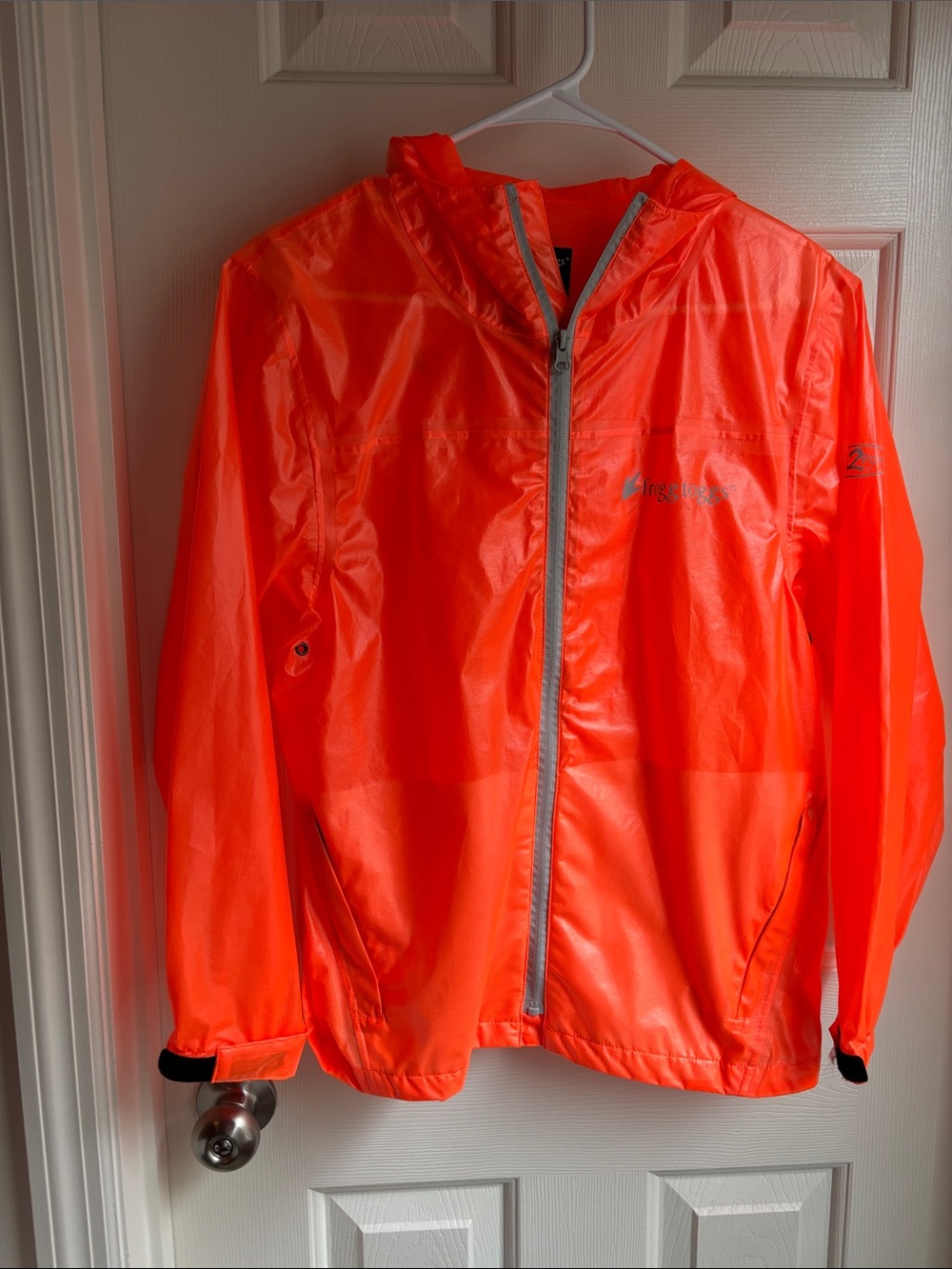 Frogg Togg Neon Orange Lightweight Hooded Windbreaker/Rain Jacket